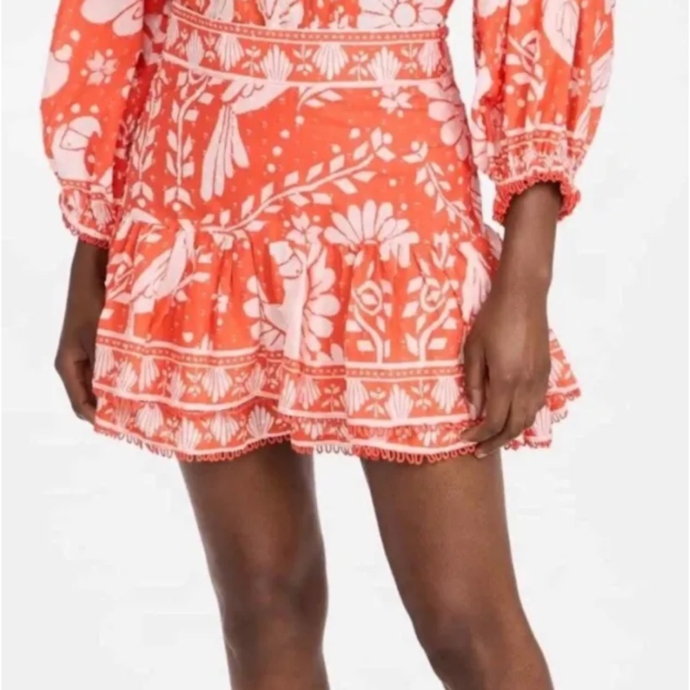 Farm Rio Large Orange Cotton Mini Skirt